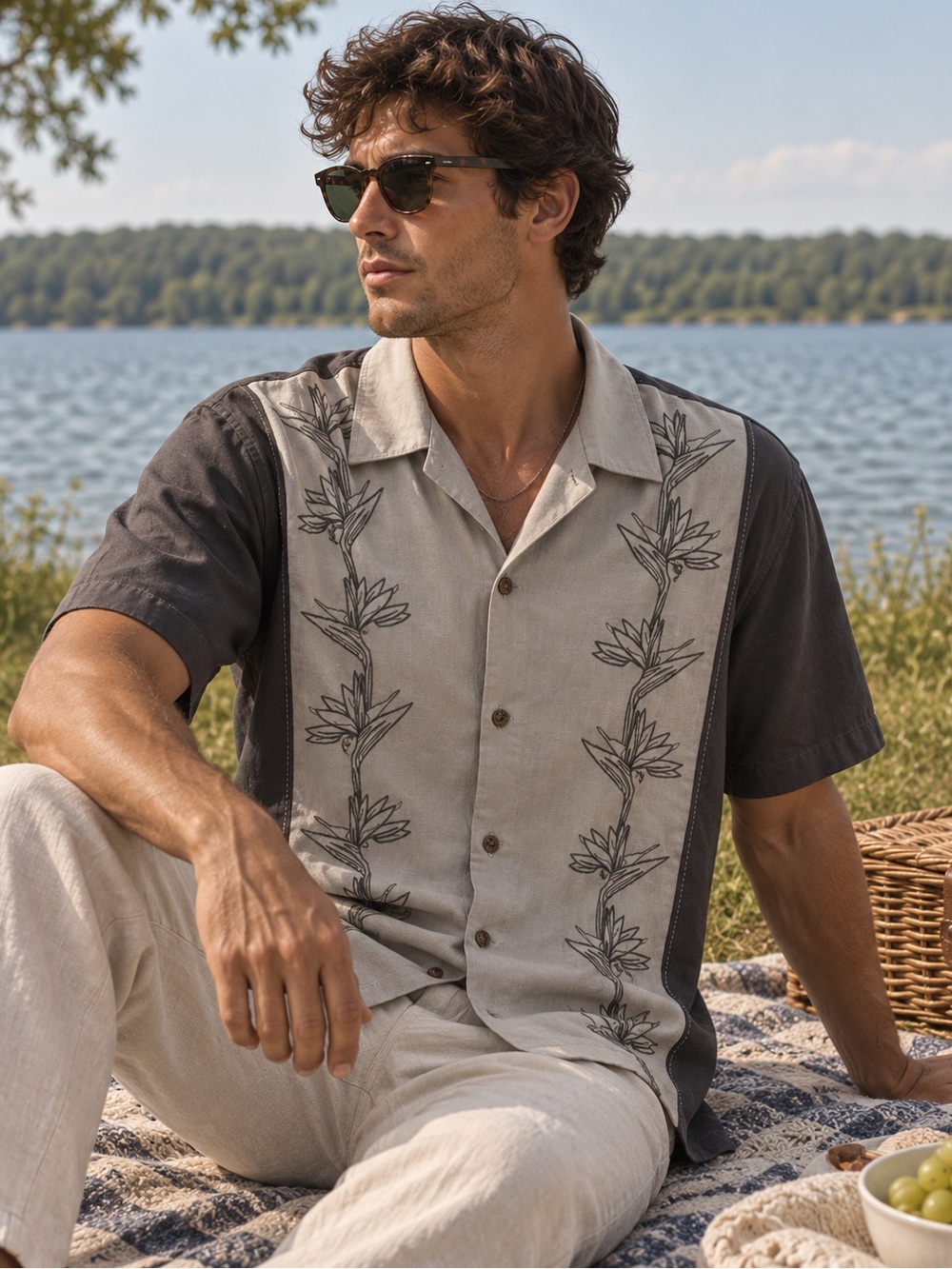 Caribbean Embroidered Men’s Shirt in Size XL
